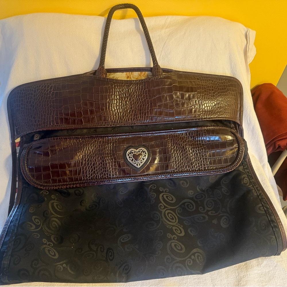 Brighton Dark Brown Croc-Embossed Garment Bag with Heart Accent